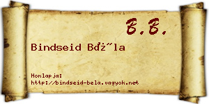 Bindseid Béla névjegykártya